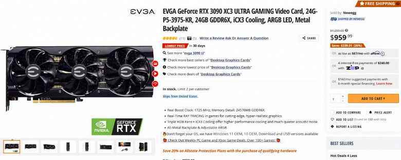 GeForce RTX 3090 Ti ABD'de 1.100 dolara düştü, GeForce RTX 3080 Ti 740 dolara satıldı