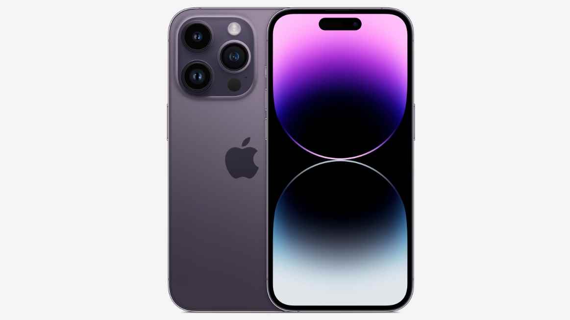 Deep Purple renginde bir iPhone 14 Pro