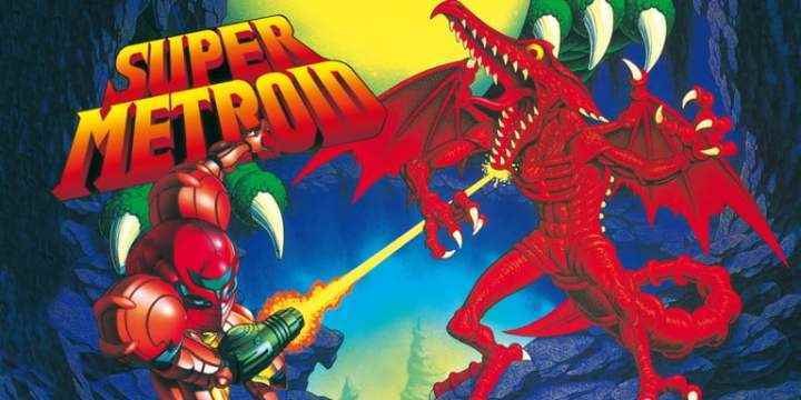 Samus, Super Metroid'in kapağında Ridley ile dövüşüyor.