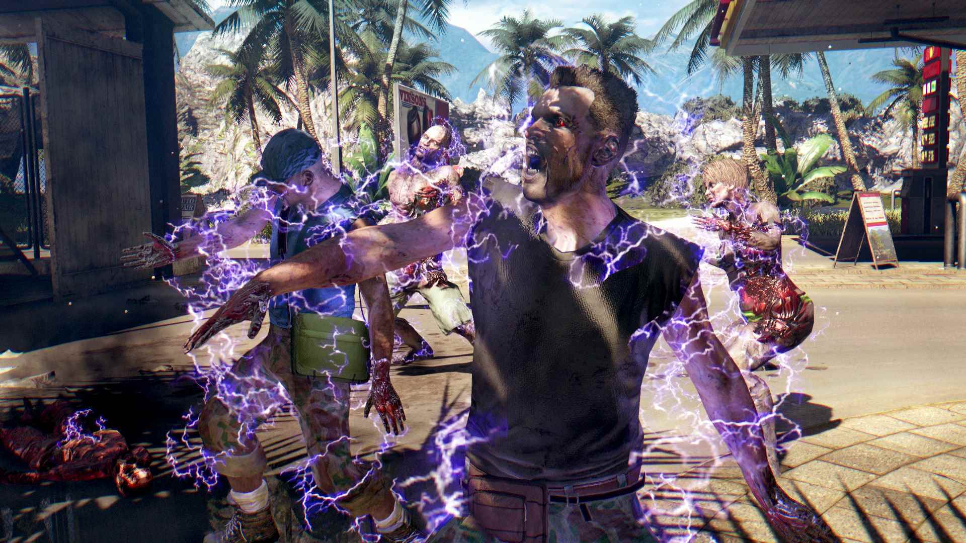 Dead Island'da bir grup zombi elektrik çarpıyor