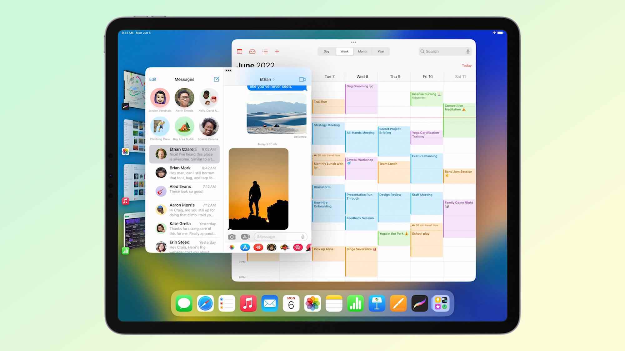 Stage Manager, iPad Pro veya Air'de iPadOS 16'da kullanılıyor.