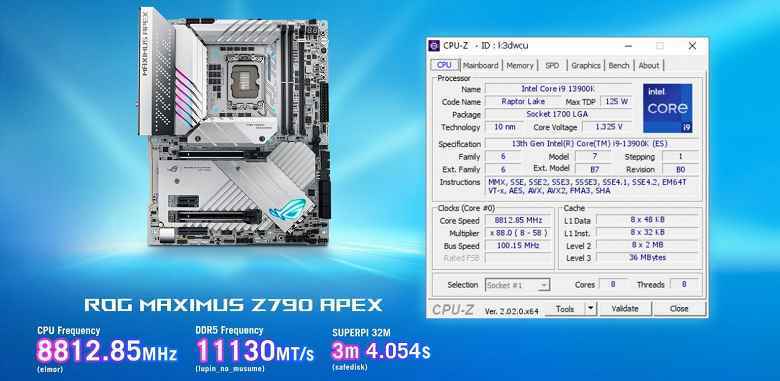 Core i9-13900K, 9GHz'de çalışan ilk tüketici CPU'su olabilir.  Bu arada, neredeyse 8.9 GHz'e hız aşırtıldı