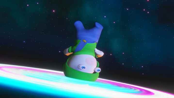 Rabbid Luigi breakdansı yapıyor.