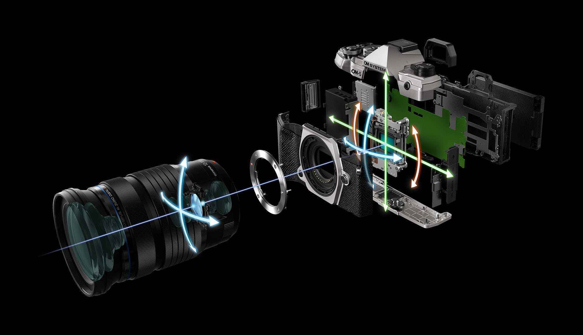 OM-5'in gövde içi görüntü sabitleme özelliği, optik olarak stabilize edilmiş bir lensle eşleştirildiğinde 6,5 durağa kadar veya 7,5 durağa kadar telafi sağlar.