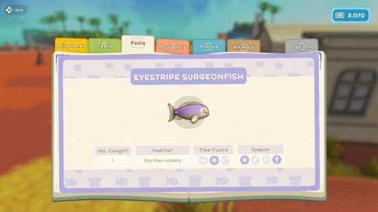 Dinkum balıkçı rehberi: Fishpedia'daki Eyestripe Sturgeonfish