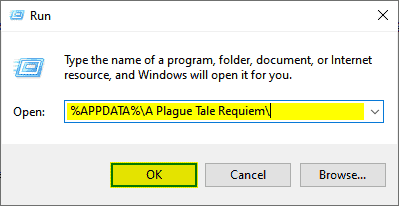 Windows Run'da Plague Tale Requiem konumu