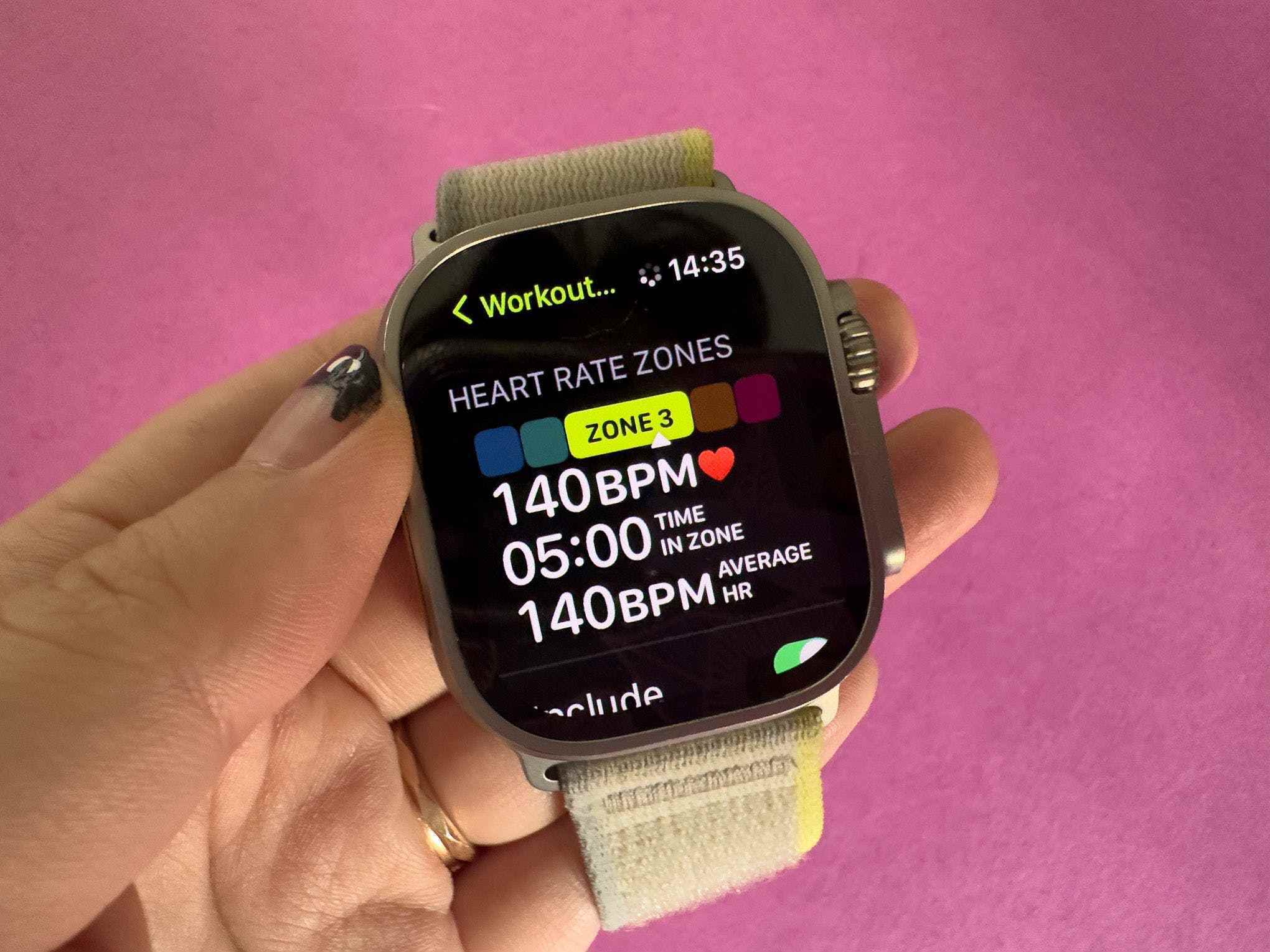 Apple Watch Ultra'da Kalp Atış Hızı Bölgeleri egzersiz görünümü