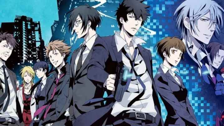 Psycho-Pass'in 1. sezondaki ana kadrosu.