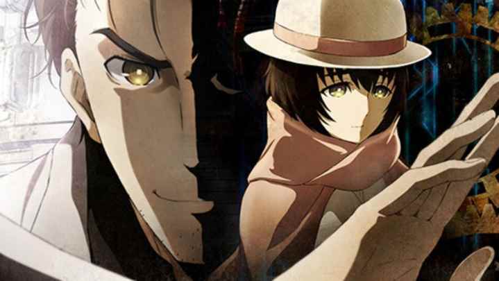 Steins;Gate 0 arka planda Okabe'nin ve ön planda Mayuri'nin yer aldığı ana sanat eseri.