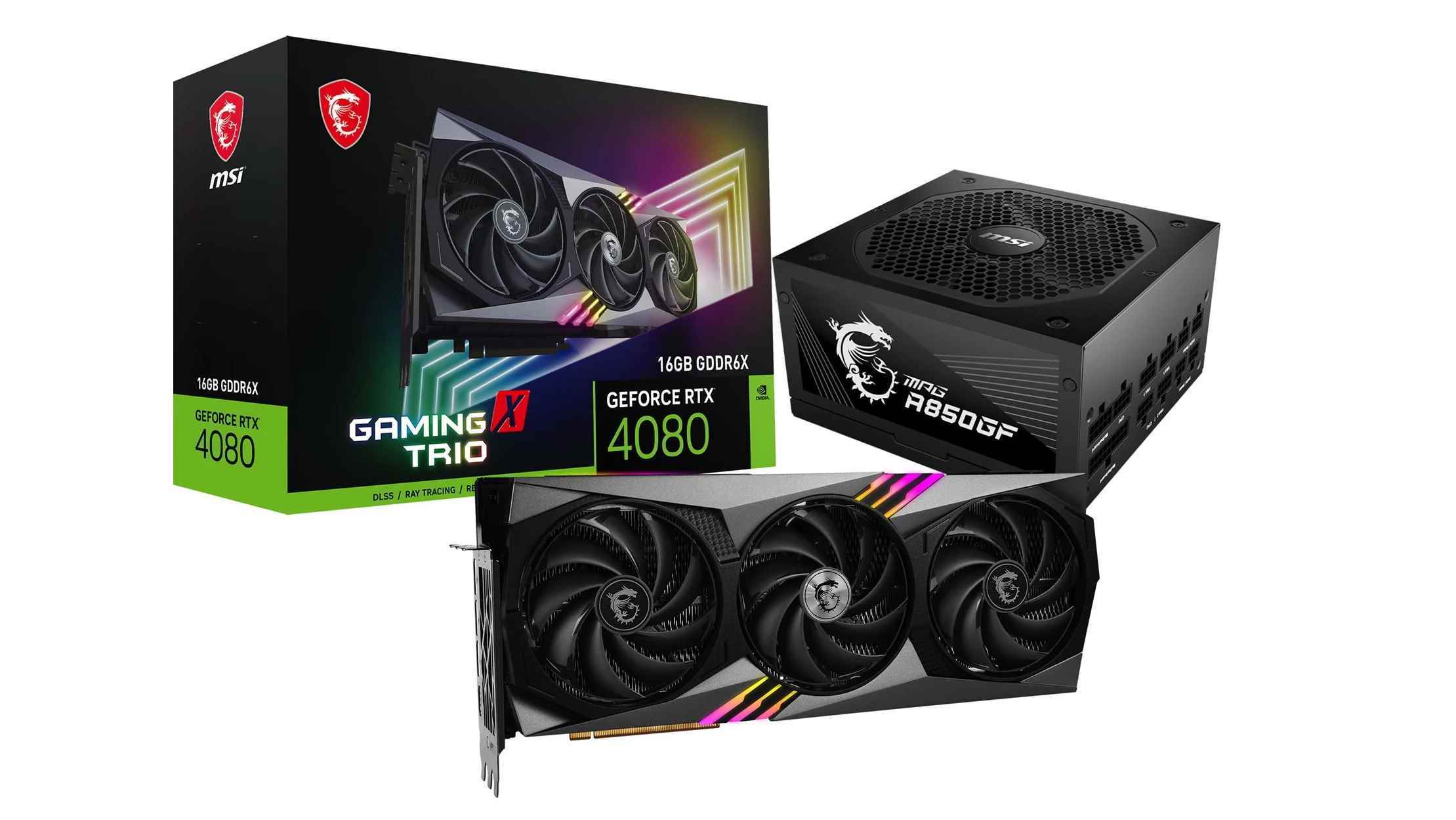 MSI GeForce RTX 4080 GAMING X TRIO 16GB Ekran Kartı ve MSI MPG A850GF 850W 80 PLUS Gold PSU