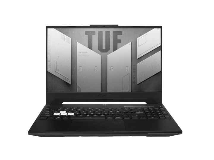 Asus TUF Dash 15 144Hz Gaming Laptop açık ve ürün görselinde.