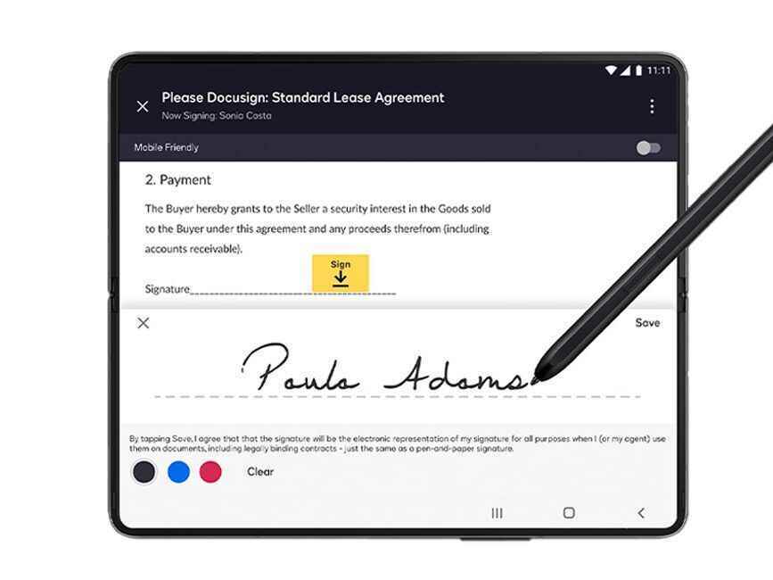 Z Fold 4'ün DocuSign yetenekleri, neredeyse her işletme için kesinlikle sahip olunması gereken özelliklerdir.  - Samsung, kurumsal iş ortaklarından Galaxy Fold 4 telefonlarına artan ilgiyi bildirdi