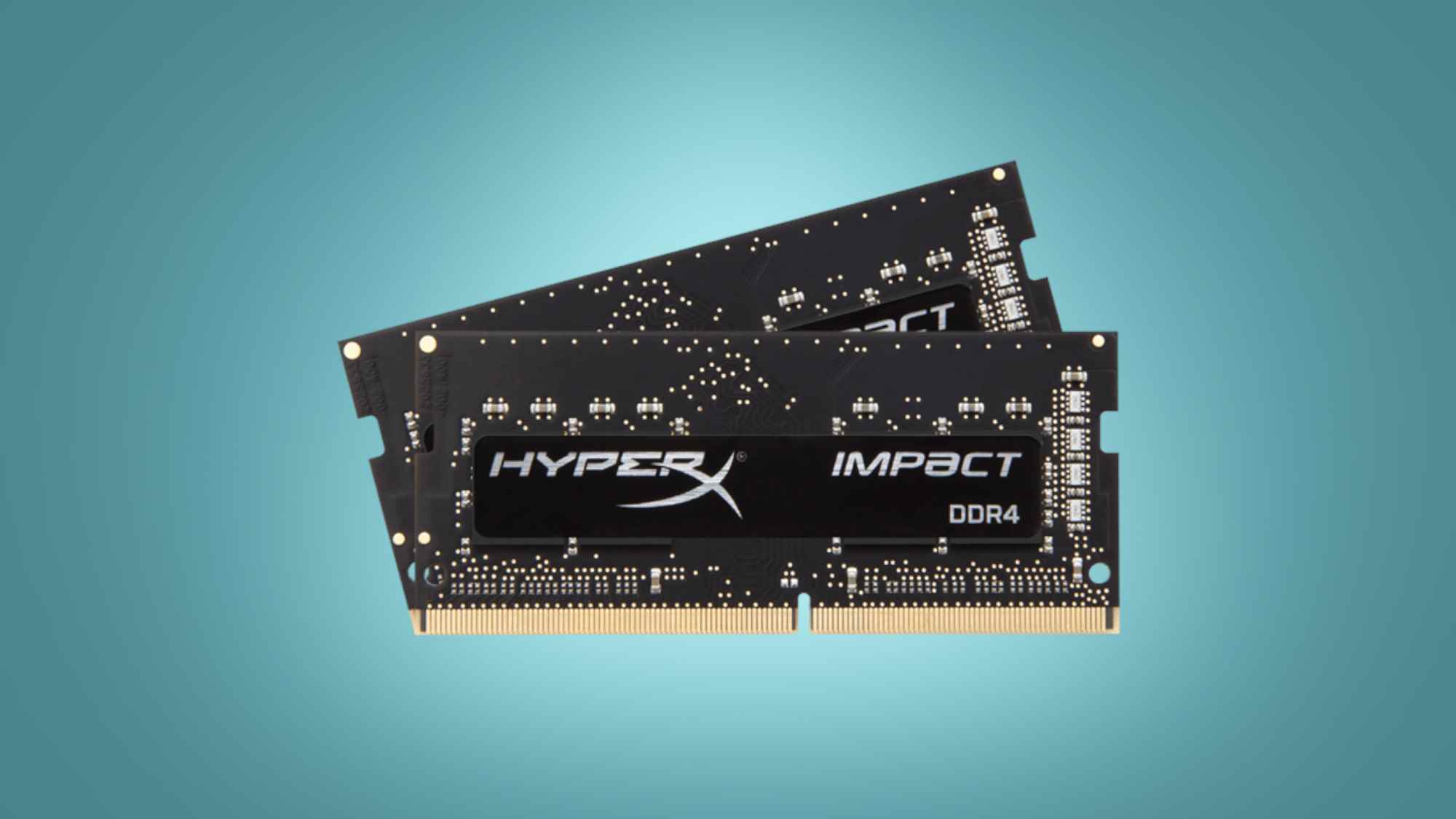 Açık mavi zemin üzerine HyperX Impact DDR4 RAM