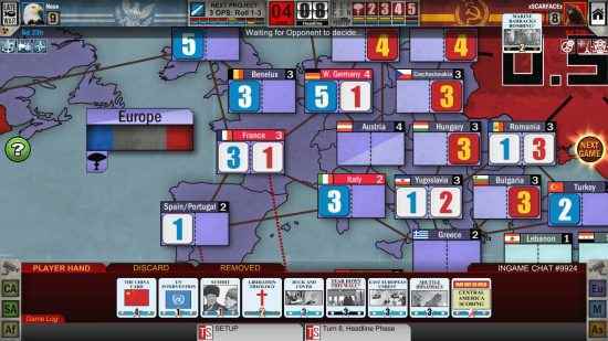 En iyi PC masa oyunları - Twilight Struggle'da müttefik kuvvetlerin kontrolü altındaki Avrupa'dan bir görünüm.