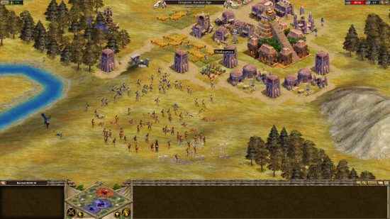 Age of Empires gibi en iyi oyunlar - Rise of Nations'da bir nehrin ve bazı ağaçların yakınında büyüyen bir medeniyet.