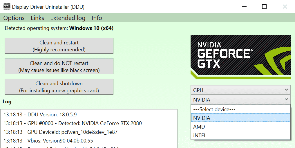GPU türünü seçin