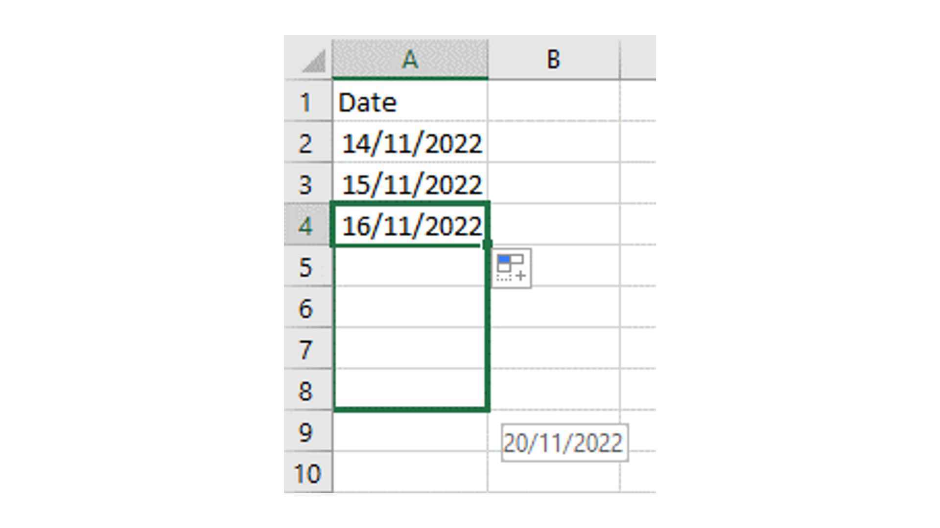 Microsoft Excel başlangıç ​​kılavuzu ekran görüntüsü.