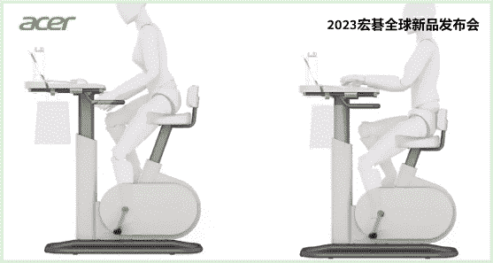 Aktif bir ofis çalışanının hayali: Mobil cihaz şarj işlevine sahip Acer egzersiz bisikleti masası tanıtıldı