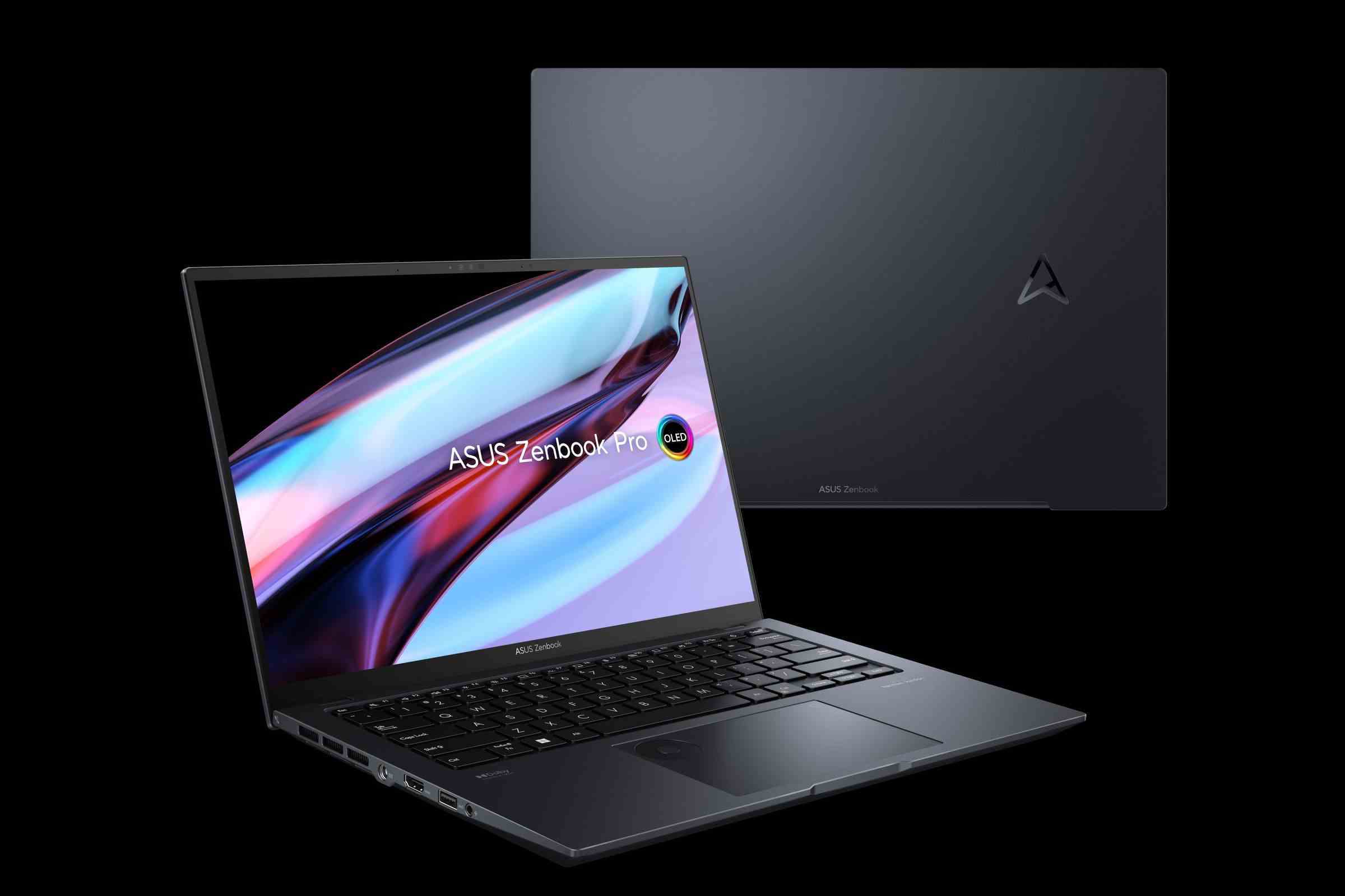 Siyah arka planda Zenbook Pro 14 OLED.