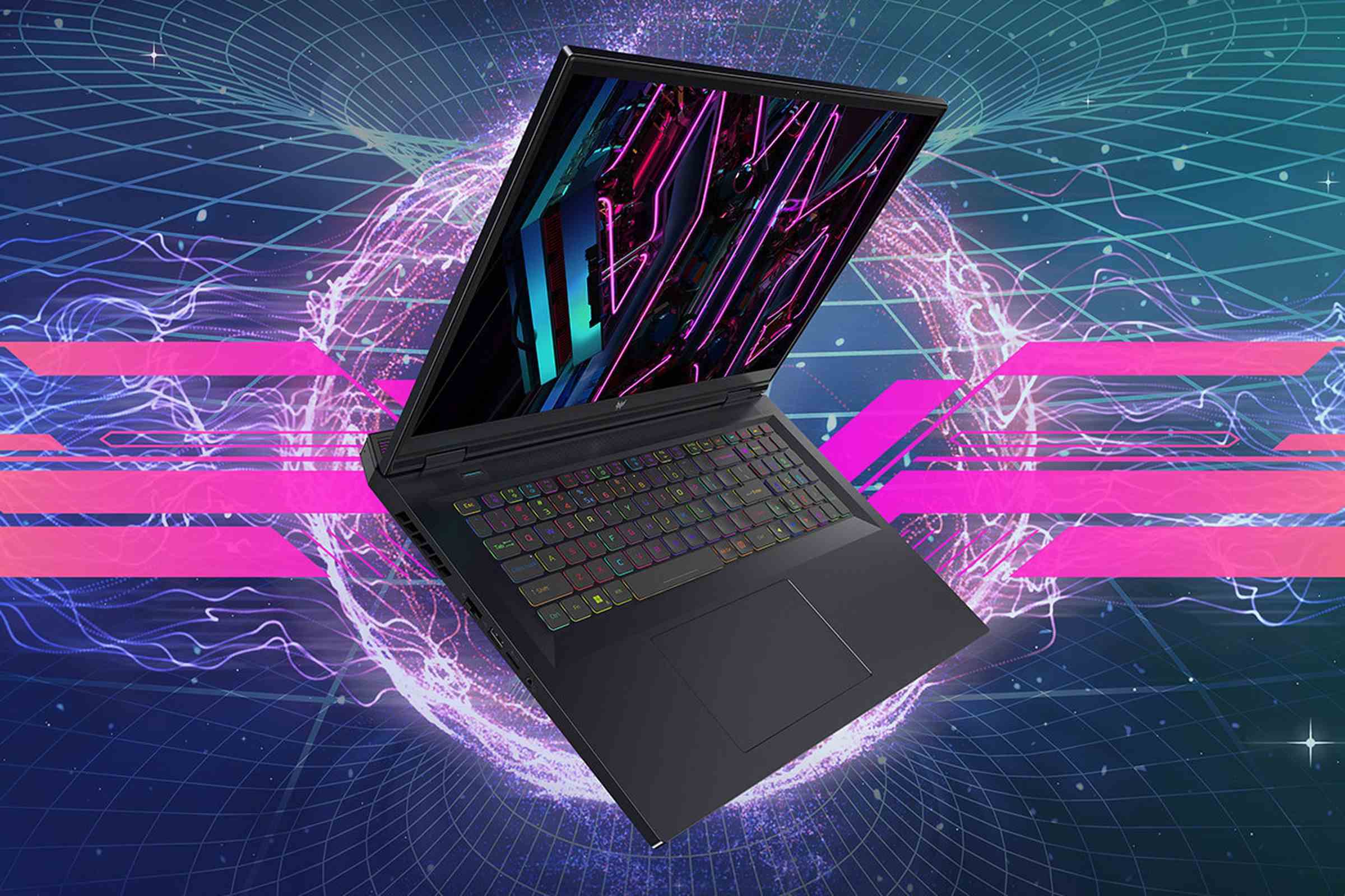 Acer Predator Helios 18, ekranını ve RGB arkadan aydınlatmalı klavyesini gözler önüne seriyor.