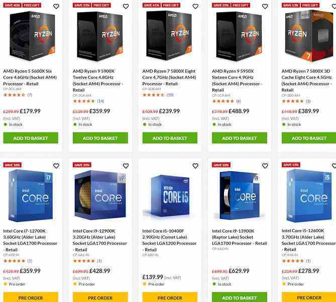 6 çekirdekli AMD Ryzen 5600 işlemciler koşulsuz hitlerdir.  En popüler çevrimiçi perakendeciler arasında ilk 5 ve ilk 10'da yer alıyorlar