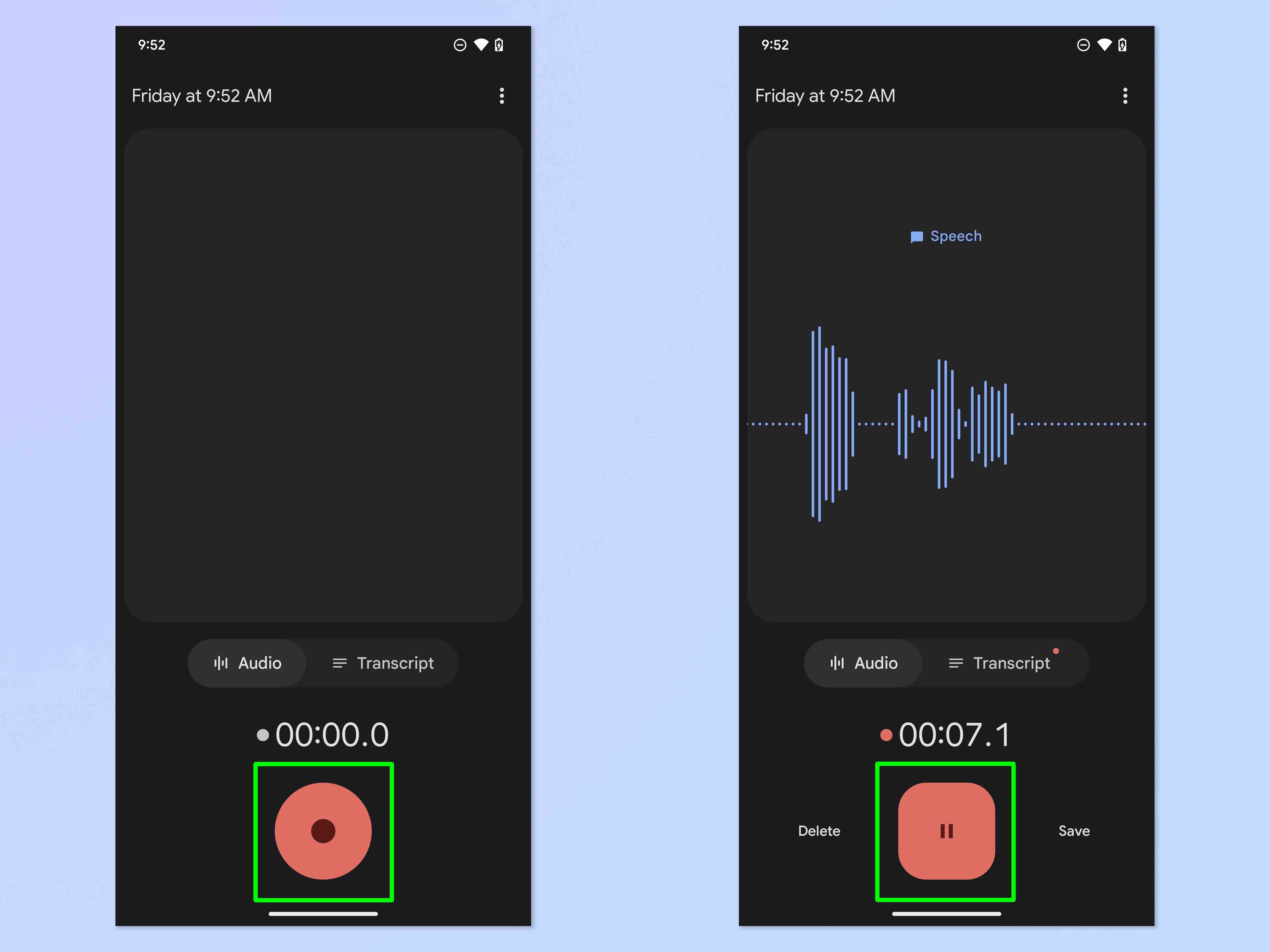 Android'de özel bir alarm sesinin nasıl kaydedileceğini gösteren bir ekran görüntüsü