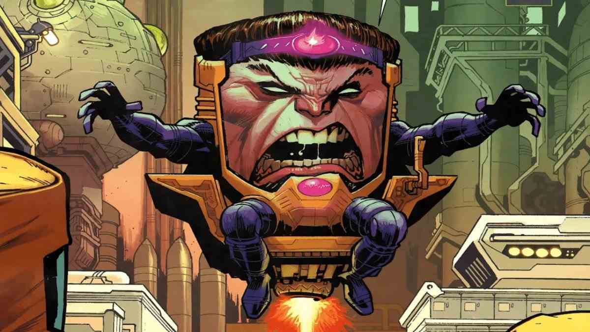 Bir Marvel çizgi romanında lazerini şarj etmeye hazırlanırken MODOK çığlık atıyor