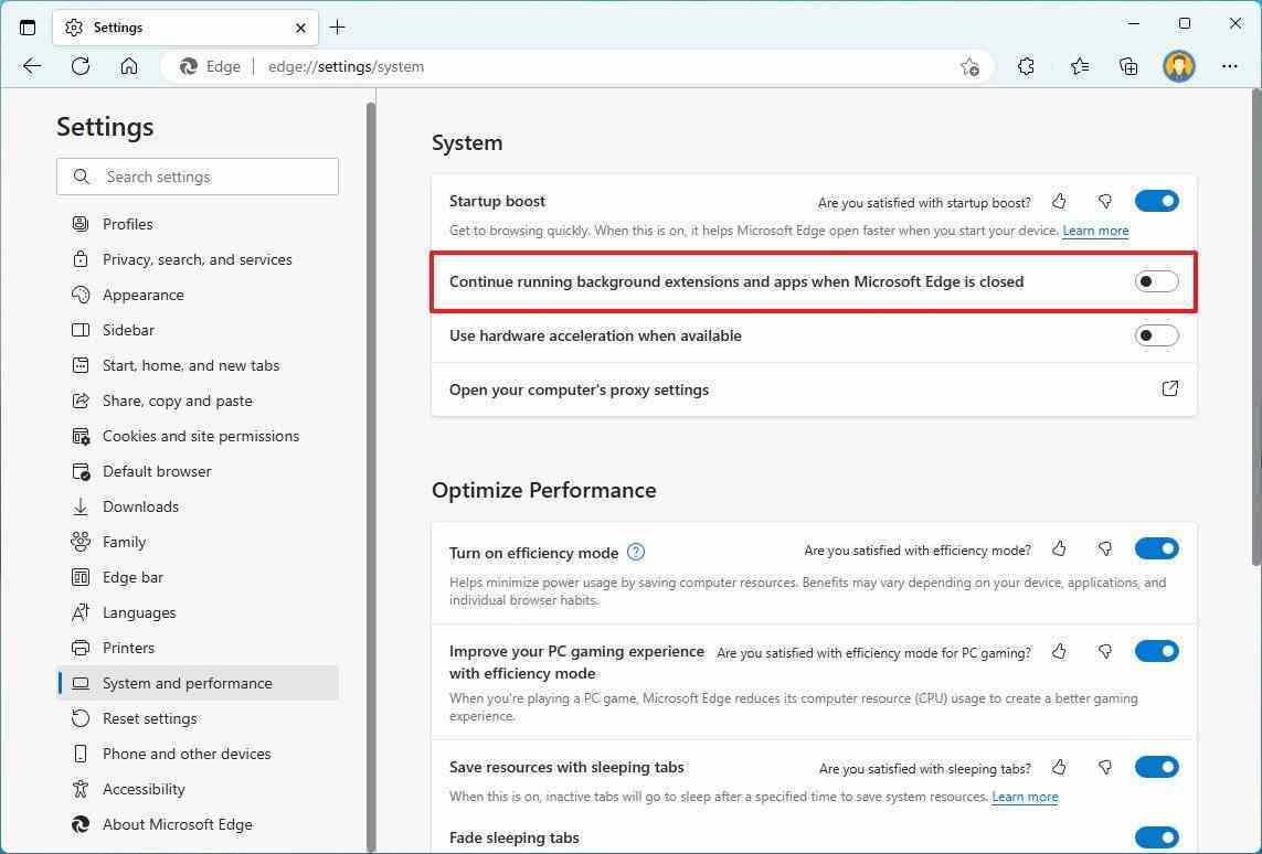 Microsoft Edge, arka plan işlemlerini devre dışı bırakır