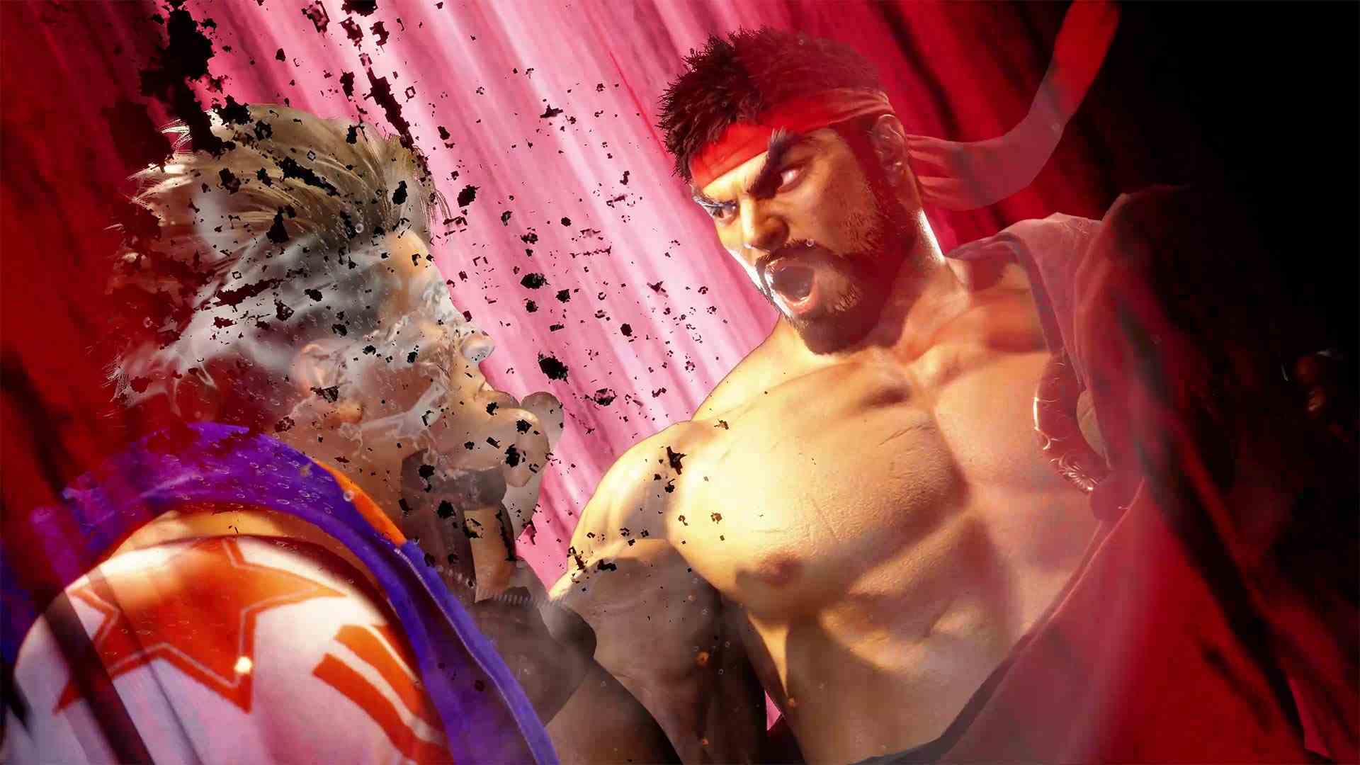 Ryu, Luke'a bir aparkat fırlatıyor.