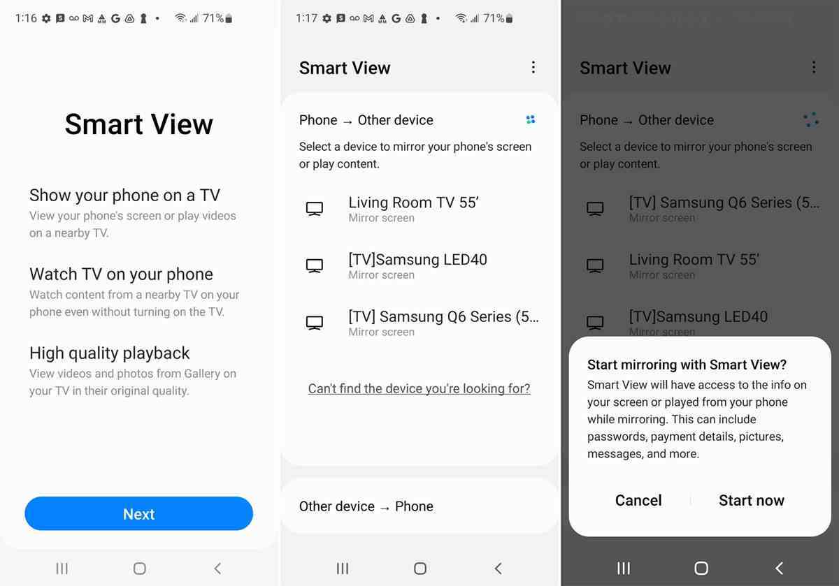 Samsung telefonunuzu Smart View ile yansıtmak için kurulum