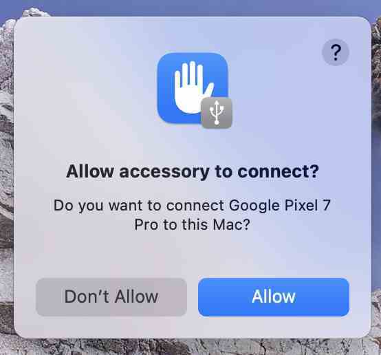 macOS Ventura'da Aksesuarın Bağlanmasına İzin Ver istemi