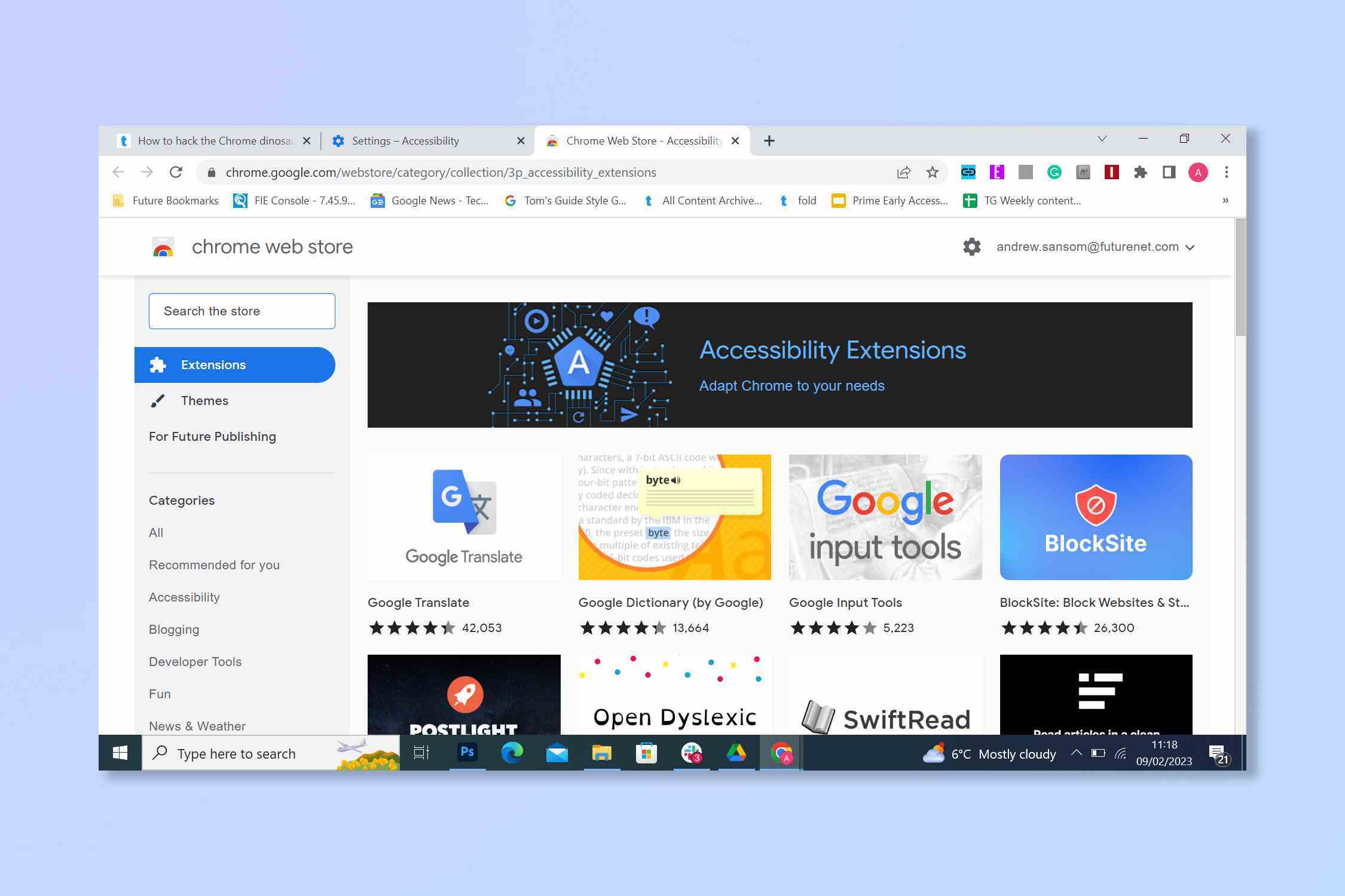 Chrome'daki erişilebilirlik uzantıları