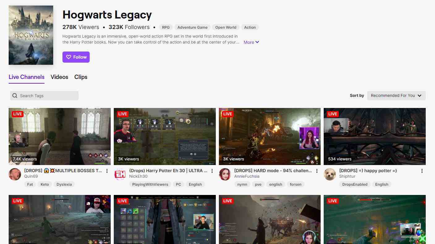 Hogwarts Legacy Twitch Yayını