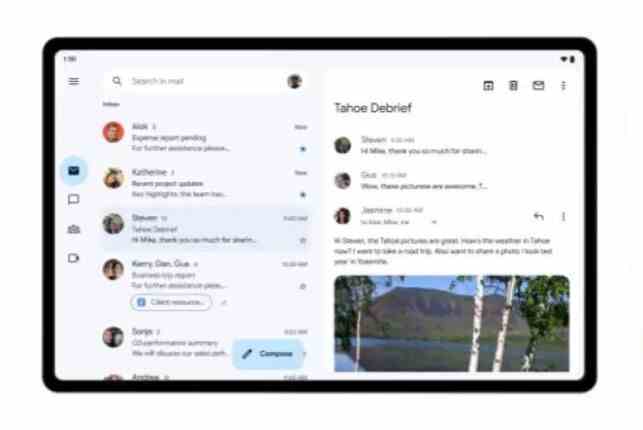 Android tabletlerde Gmail - Gmail arayüzü, Galaxy Z Fold 4 gibi katlanabilir telefonlar için optimize edildi