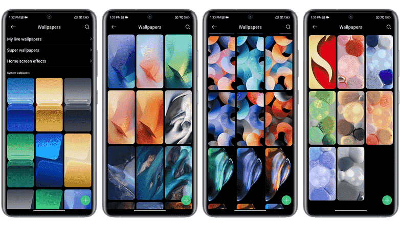 MIUI 14'teki yeni duvar kağıtlarının ekran görüntüleri