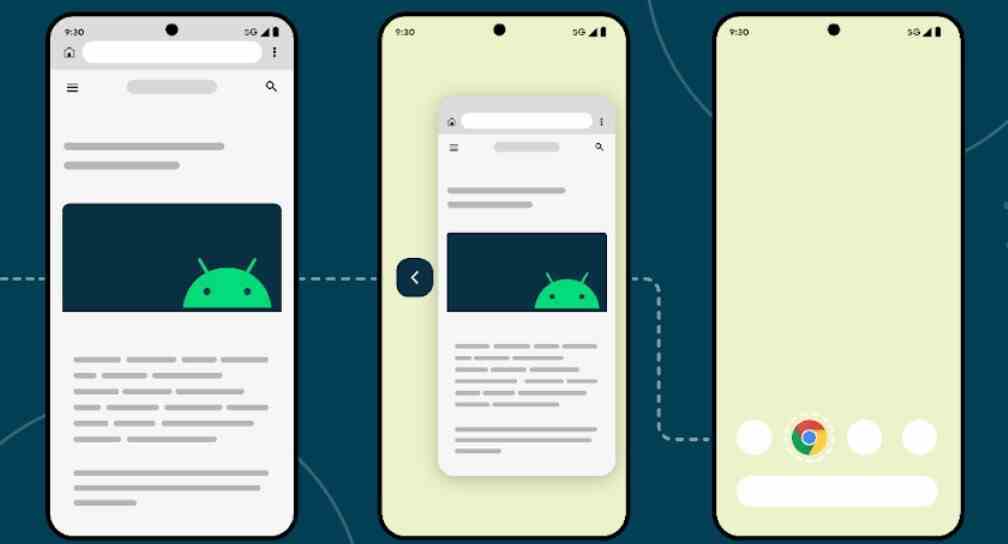 Google'ın tahmini geri hareketi örneği - Android 14'ün yeni tahmini geri hareketi hakkında bilgi edinin;  nedir ve nasıl kullanacaksınız