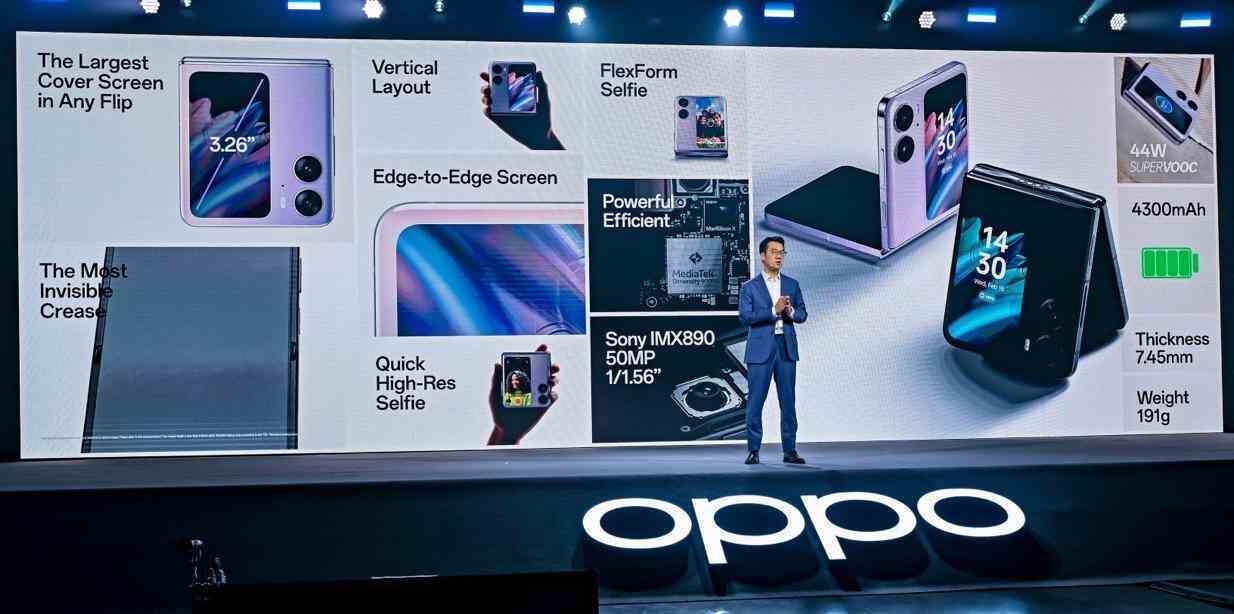 Oppo Find N2 Flip lansman etkinliği - Katlanabilir Oppo Find N2 Flip, devasa dış ekranı ve pili ile istiridye kabuklarını fırtına gibi estiriyor