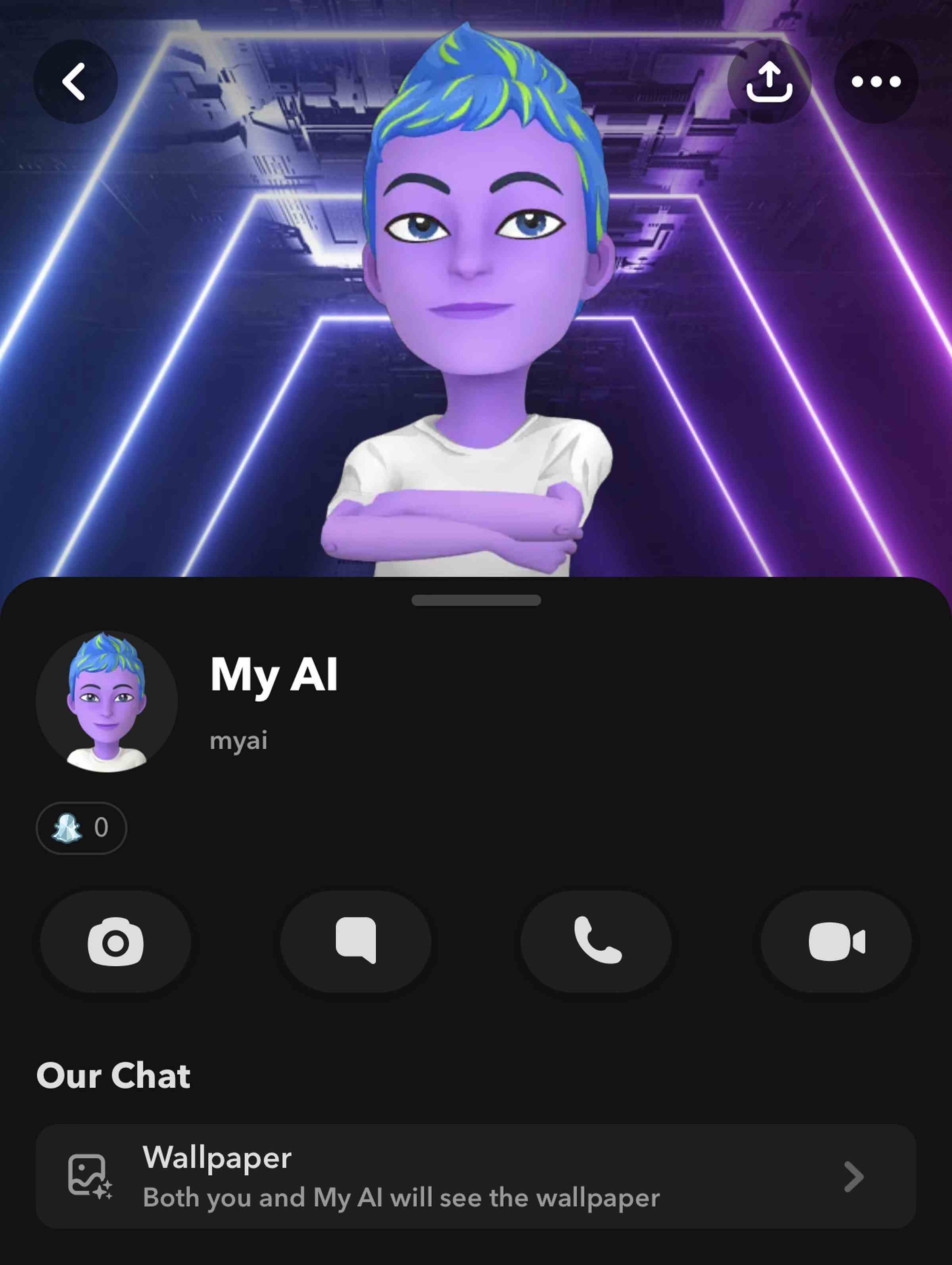 Snap'in My AI chatbot'unun ekran görüntüsü.