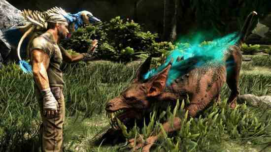 En iyi Ark Survival modları: Bir oyuncu, Ark Survival Evolved Sürükleyici Eğitim modunu kullanarak hayvanlardan birini evcilleştiriyor.