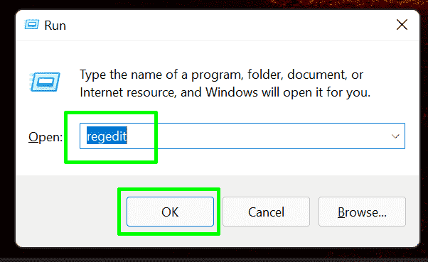 regedit'i aç