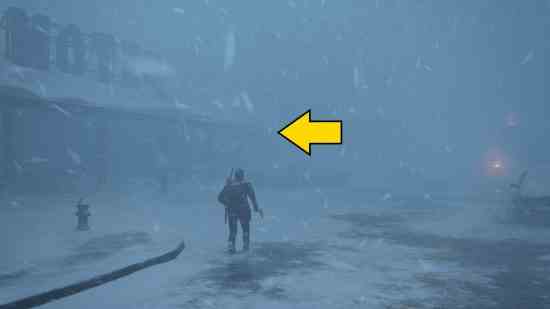 The Last of Us eğitim kılavuzları: Bir kişi kar fırtınasında mücadele etmeye gider.