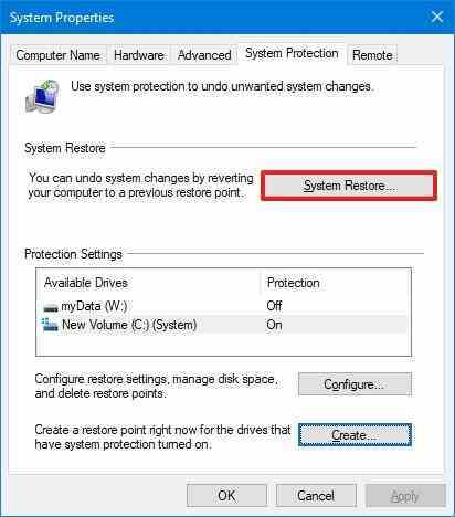 Windows 10 sistem geri yüklemesini başlat