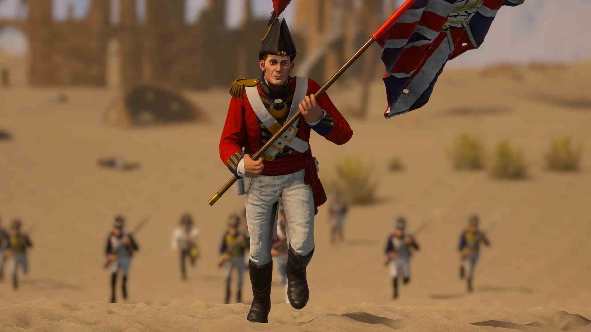 Napolyon ve Birinci Dünya Savaşlarında geçen çevrimiçi çoklu nişancı oyunu Holdfast: Nations At War'dan alınmış bir ekran görüntüsü
