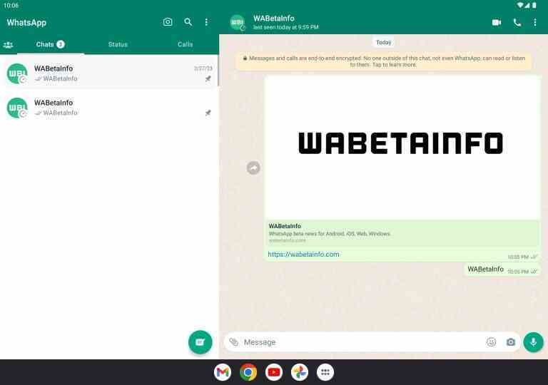 Kaynak - Wabetainfo - Android için WhatsApp, tabletlerde bölünmüş görünümün beta testini yapıyor