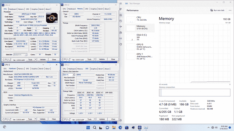 Ryzen 9 7950X ile birlikte 192 GB RAM.  Asus, AM5'te yeni ikili olmayan RAM modüllerinin çalışmasını gösteren ilk kişidir.