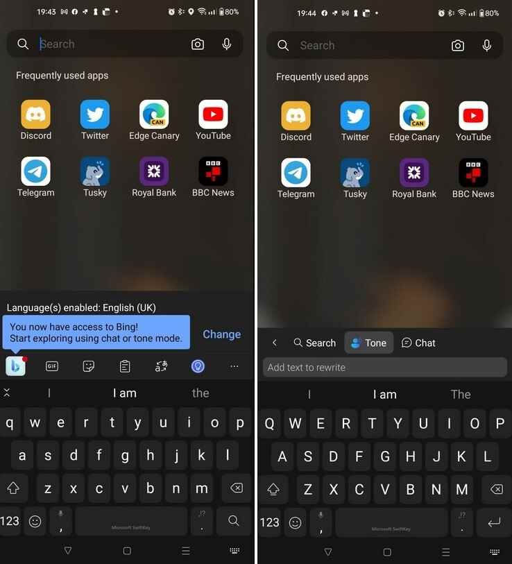 Android için SwiftKey'de Bing Sohbeti - Microsoft, Bing'in AI sohbet robotunu Android SwiftKey uygulamasına ekler;  özellik metinlerinizi geliştirecek