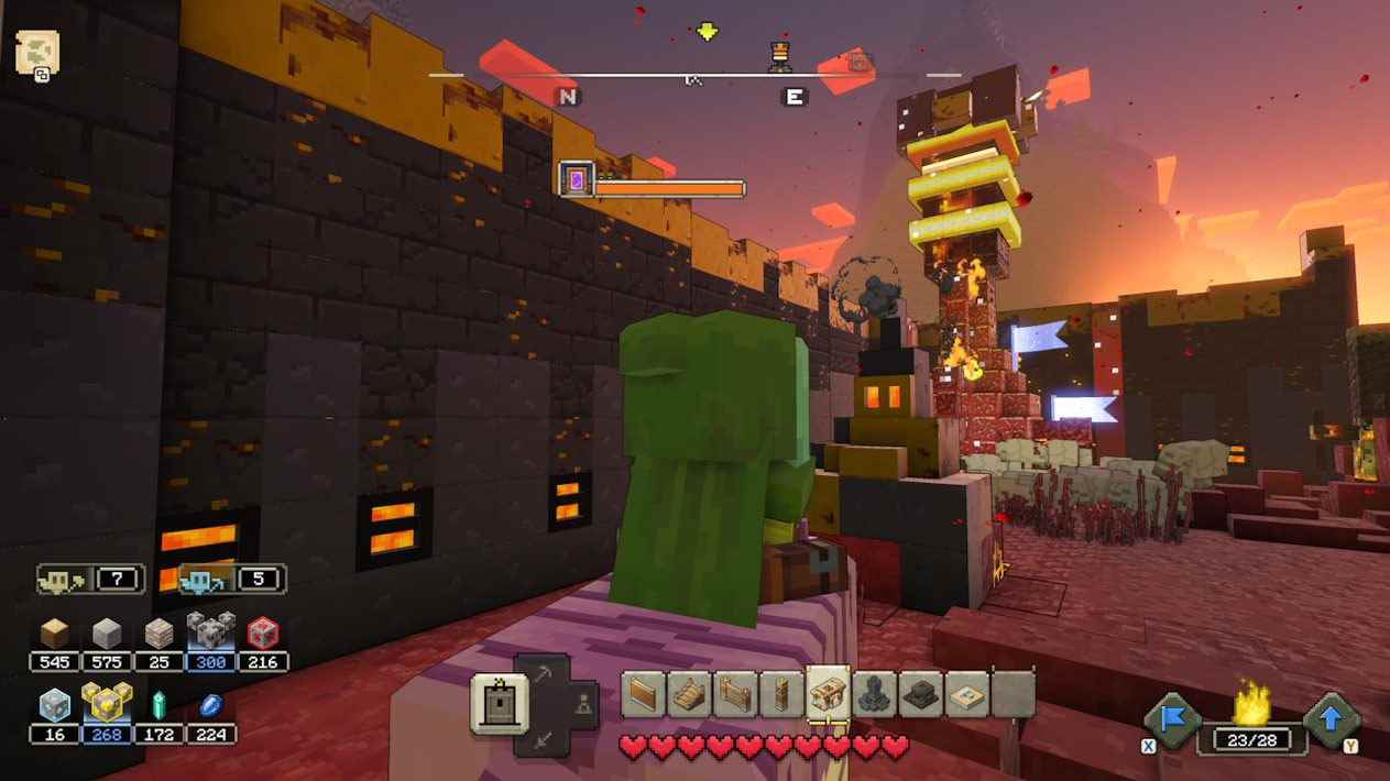 Minecraft Legends Horde of the Bastion: Portal kalkan kuleleri.