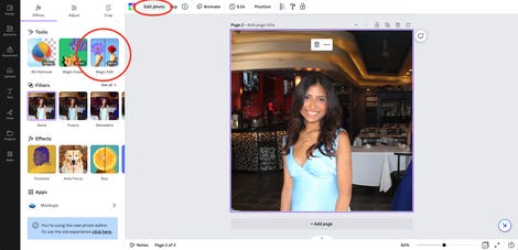 Canva'da fotoğrafta Magic Edit'i kullanma
