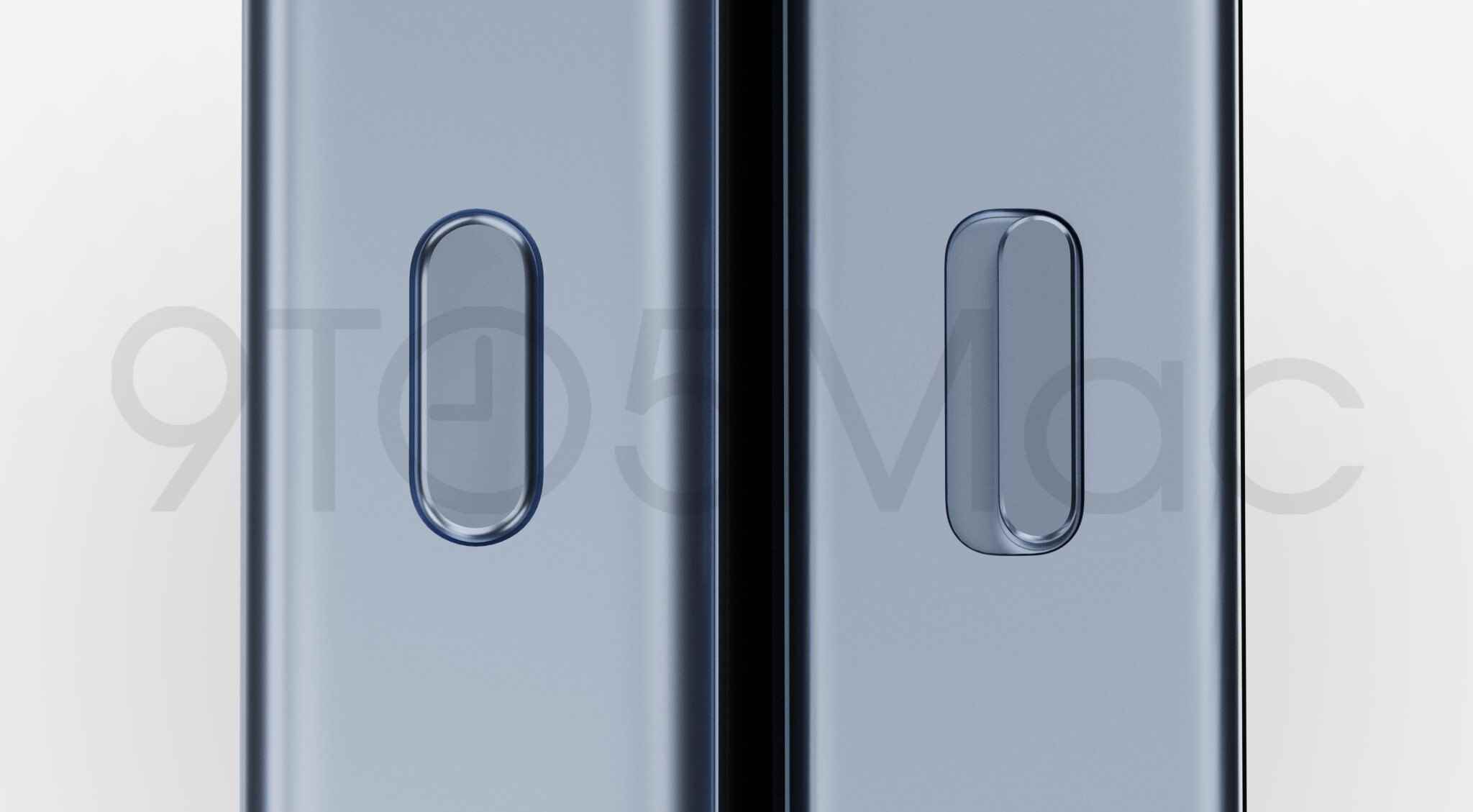 Solda iPhone 15 Pro ve sağda iPhone 14 Pro.  - Yeni iPhone 15 Pro ve iPhone 15 Ultra CAD görüntüleri, kamera farklılıklarını ve tasarımını gösteriyor