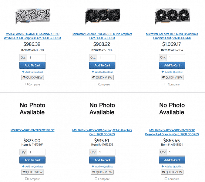 600 $ karşılığında GeForce RTX 4070'i düşünebilir misiniz?  ABD Perakendeci Kataloğunda Üç MSI GeForce RTX 4070 Modeli Göründü, Fiyatı Beklenenden Çok Daha Yüksek